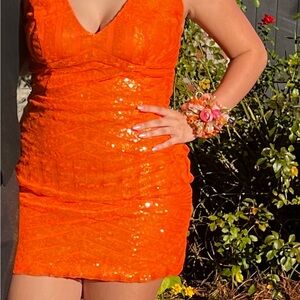 Vibrant Orange Mini Homecoming Dress